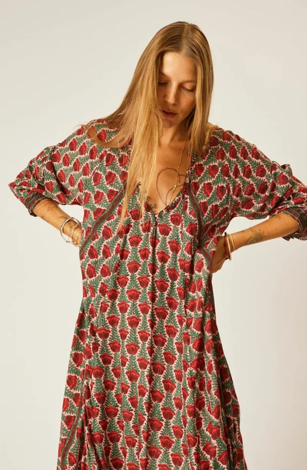 Dresses Shop Natalie Martin FIORE SHORT DRESS Tulip Print Venetian Red
