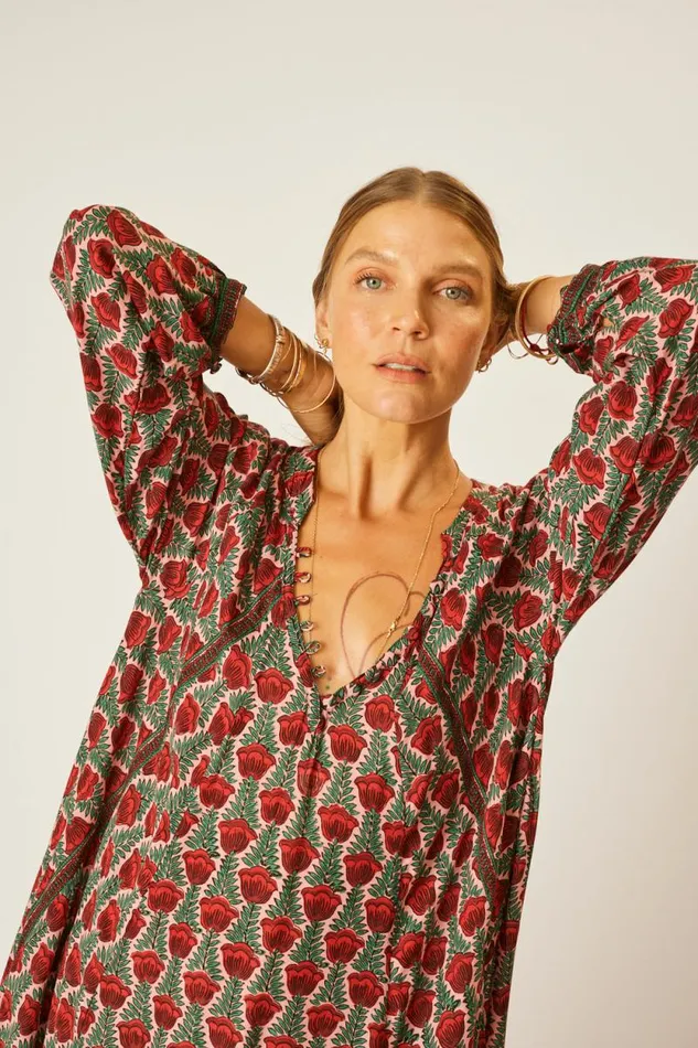 Dresses Shop Natalie Martin FIORE SHORT DRESS Tulip Print Venetian Red