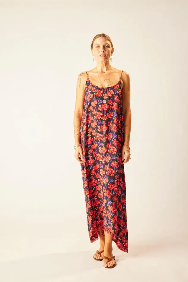 Dresses Shop Natalie Martin HEATHER MAXI Silk Watercolor Print Onyx