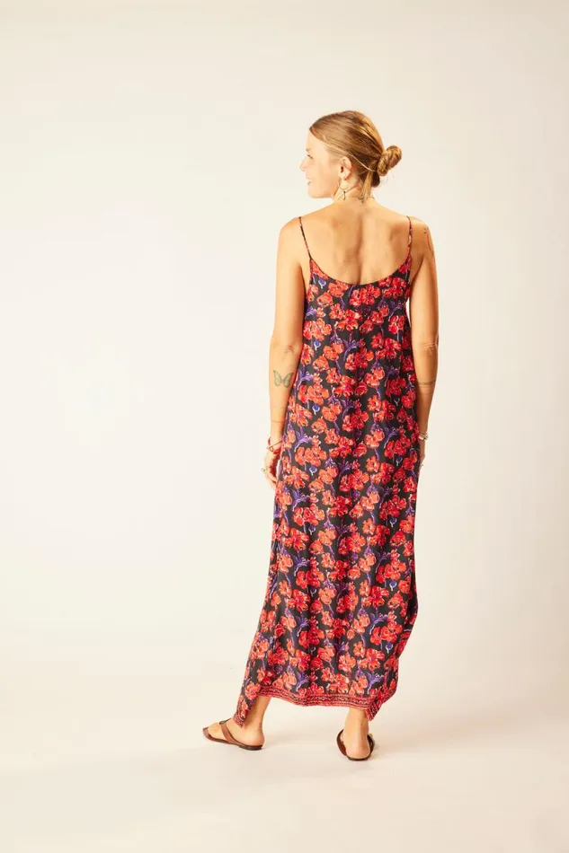 Dresses Shop Natalie Martin HEATHER MAXI Silk Watercolor Print Onyx