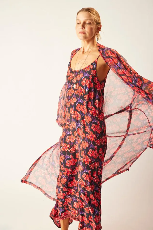 Dresses Shop Natalie Martin HEATHER MAXI Silk Watercolor Print Onyx