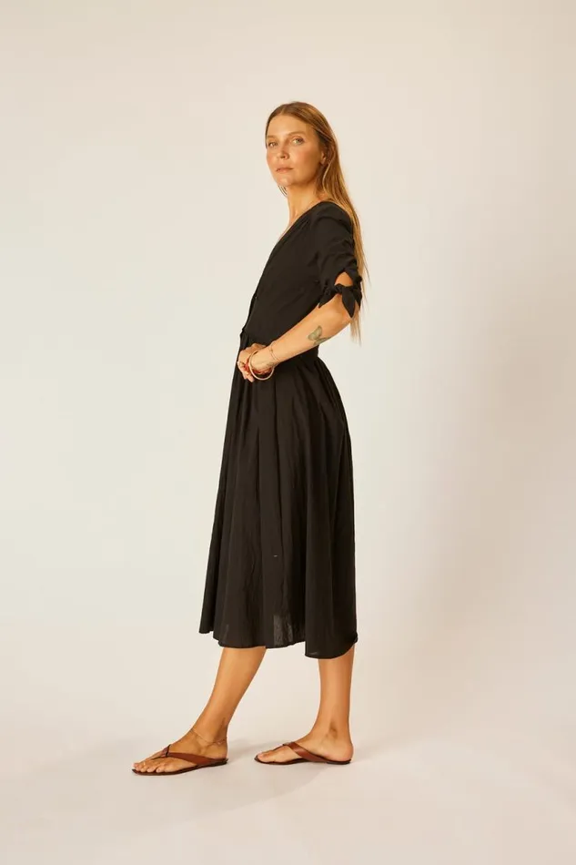 Dresses Shop Natalie Martin LAYLA DRESS Black Flat Cotton