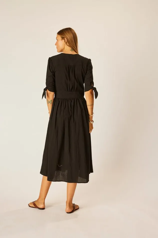 Dresses Shop Natalie Martin LAYLA DRESS Black Flat Cotton