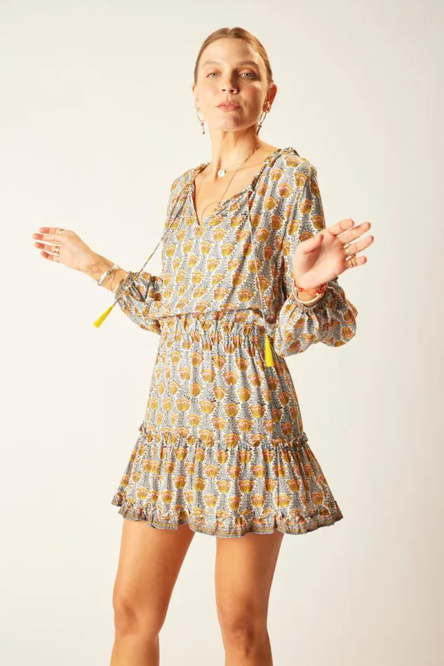 Dresses Shop Natalie Martin MAGGIE DRESS Tulip Print French Blue