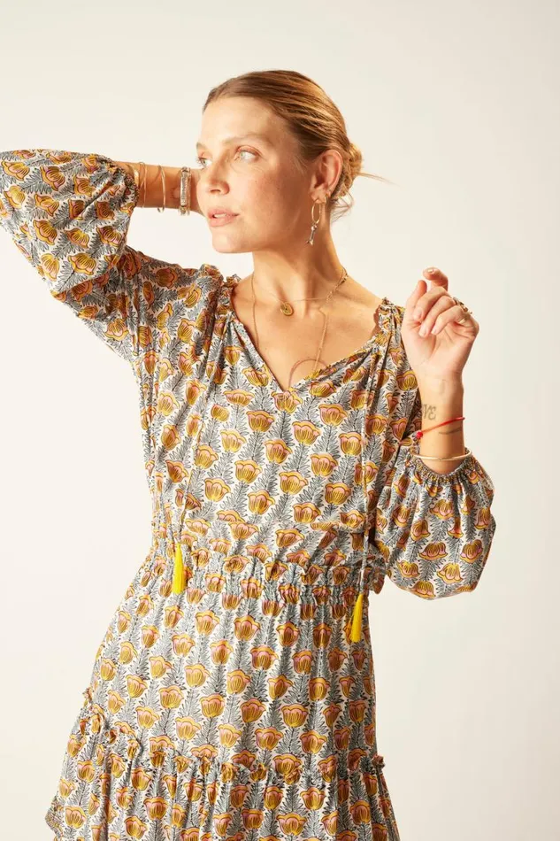 Dresses Shop Natalie Martin MAGGIE DRESS Tulip Print French Blue