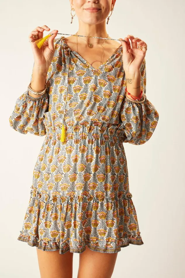 Dresses Shop Natalie Martin MAGGIE DRESS Tulip Print French Blue