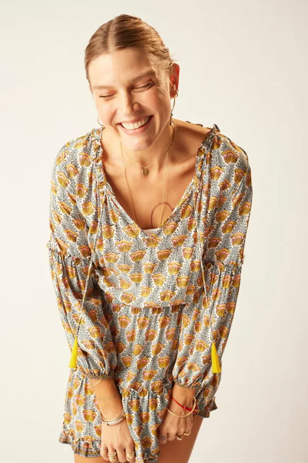 Dresses Shop Natalie Martin MAGGIE DRESS Tulip Print French Blue