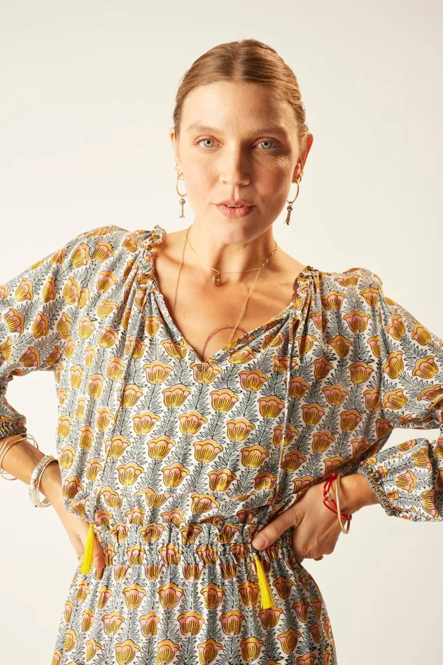 Dresses Shop Natalie Martin MAGGIE DRESS Tulip Print French Blue
