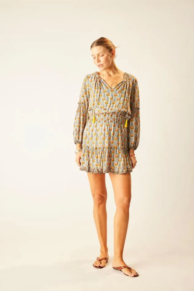 Dresses Shop Natalie Martin MAGGIE DRESS Tulip Print French Blue