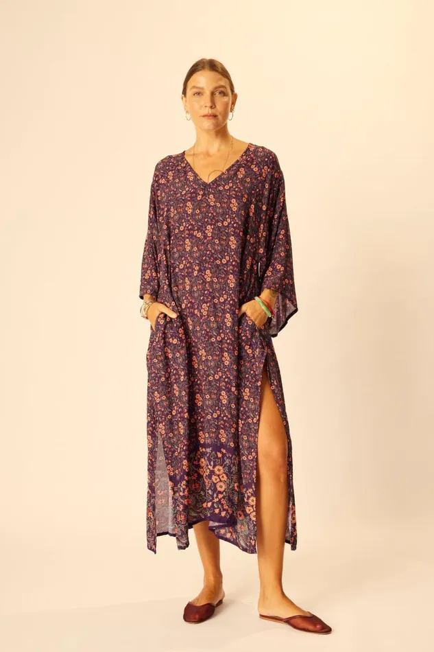 Dresses Shop Natalie Martin MARIN DRESS WITH SASH Petite Fleur Aubergine