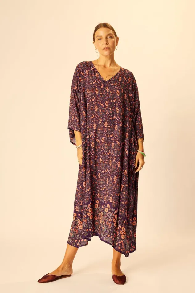 Dresses Shop Natalie Martin MARIN DRESS WITH SASH Petite Fleur Aubergine
