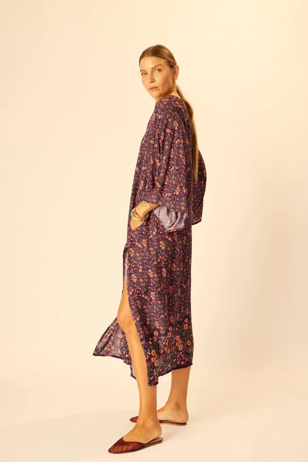 Dresses Shop Natalie Martin MARIN DRESS WITH SASH Petite Fleur Aubergine