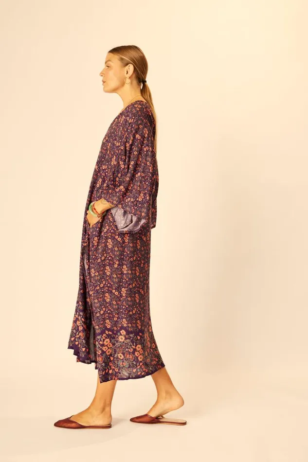 Dresses Shop Natalie Martin MARIN DRESS WITH SASH Petite Fleur Aubergine