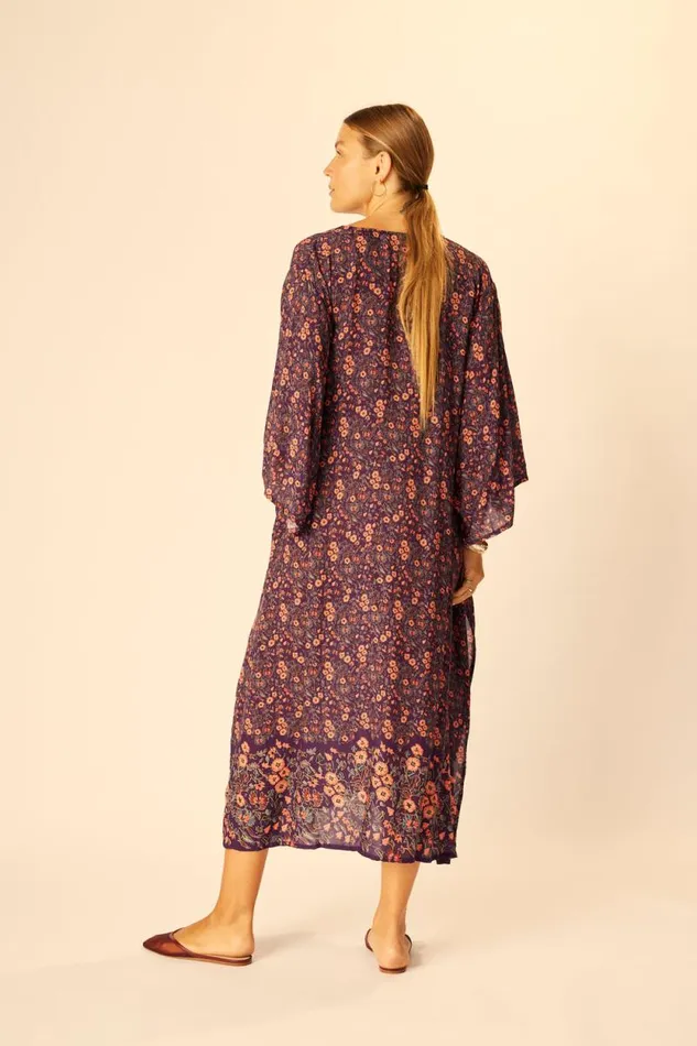 Dresses Shop Natalie Martin MARIN DRESS WITH SASH Petite Fleur Aubergine
