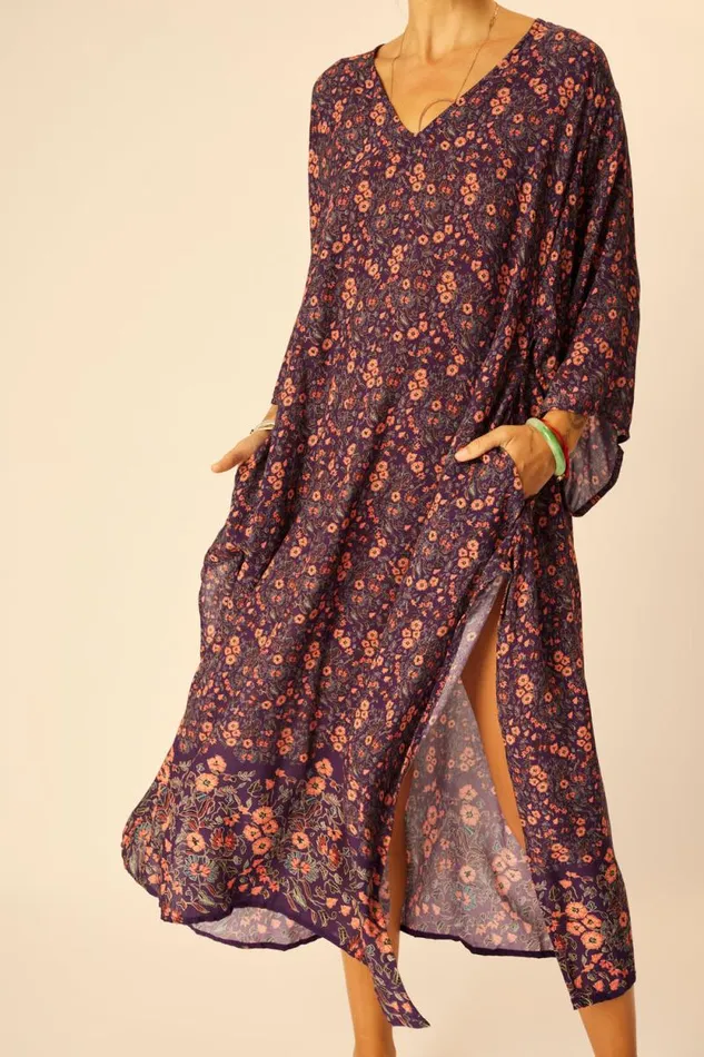 Dresses Shop Natalie Martin MARIN DRESS WITH SASH Petite Fleur Aubergine