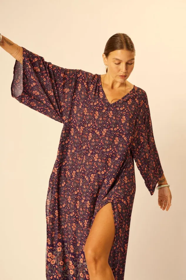 Dresses Shop Natalie Martin MARIN DRESS WITH SASH Petite Fleur Aubergine