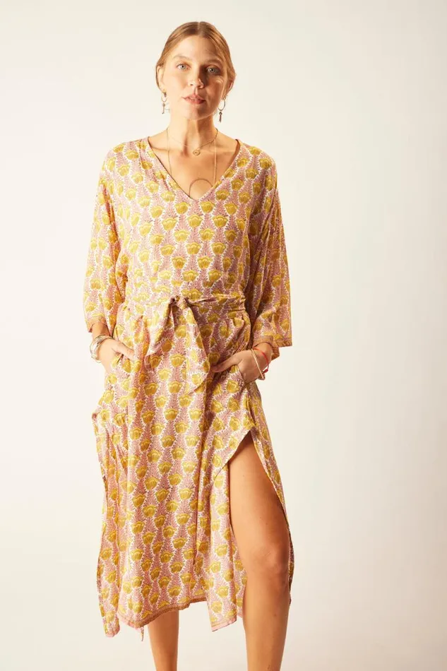 Dresses Shop Natalie Martin MARIN DRESS WITH SASH Tulip Bahamas Pink