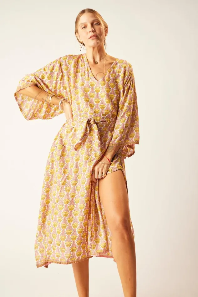 Dresses Shop Natalie Martin MARIN DRESS WITH SASH Tulip Bahamas Pink