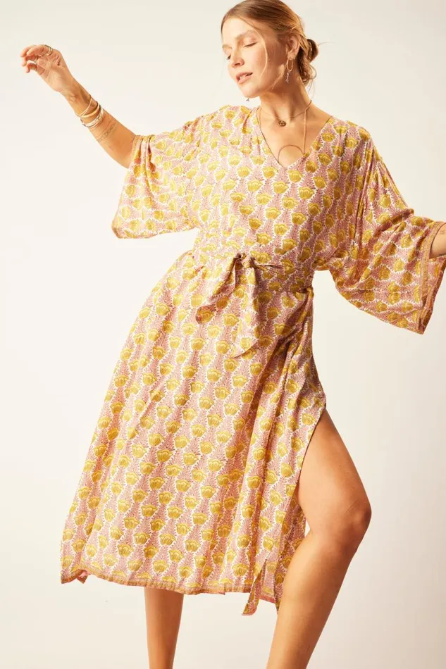 Dresses Shop Natalie Martin MARIN DRESS WITH SASH Tulip Bahamas Pink