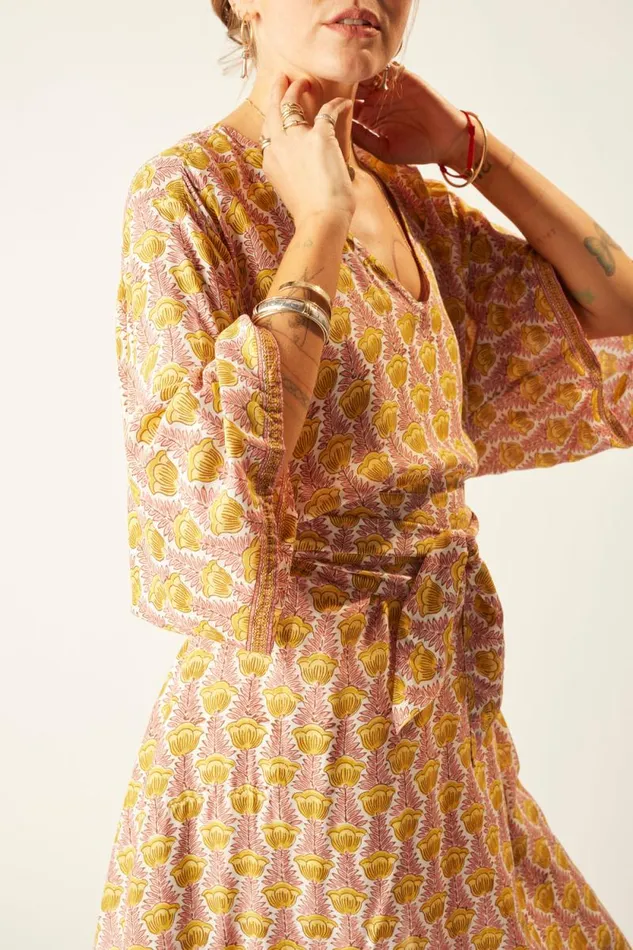 Dresses Shop Natalie Martin MARIN DRESS WITH SASH Tulip Bahamas Pink