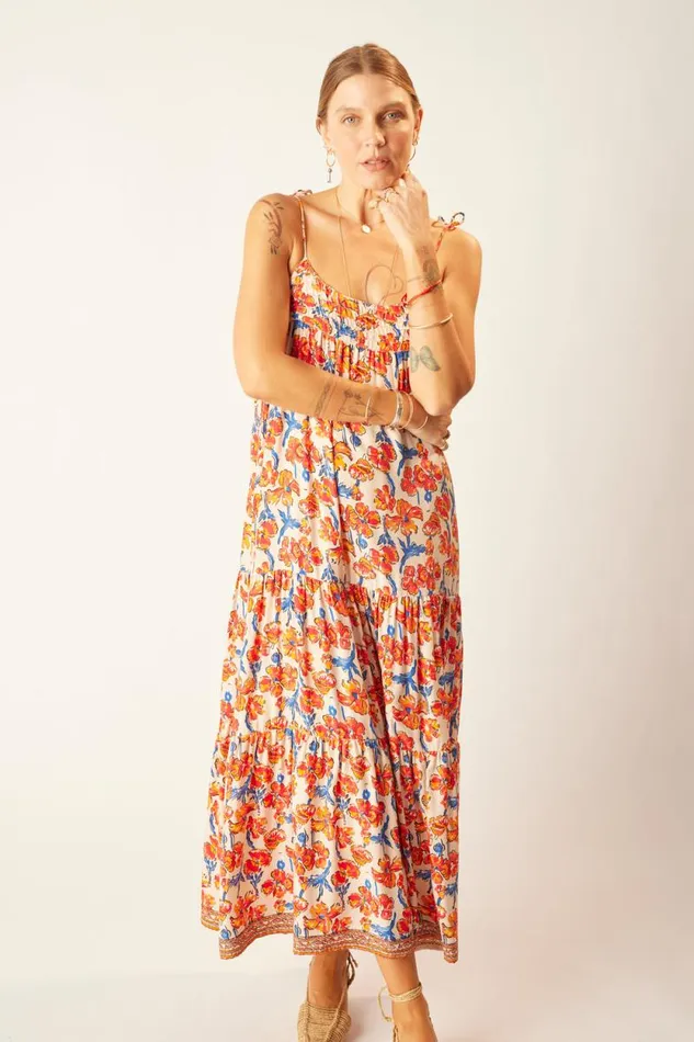 Dresses Shop Natalie Martin MELANIE DRESS Silk Watercolor Clementine