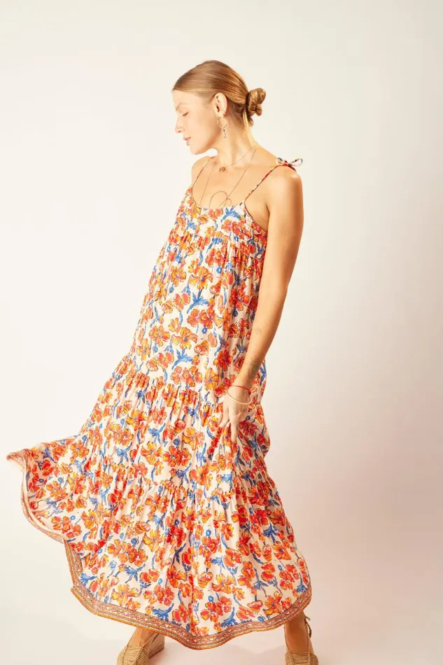 Dresses Shop Natalie Martin MELANIE DRESS Silk Watercolor Clementine