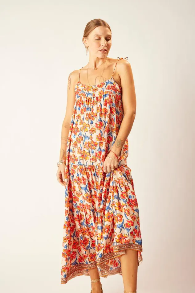 Dresses Shop Natalie Martin MELANIE DRESS Silk Watercolor Clementine