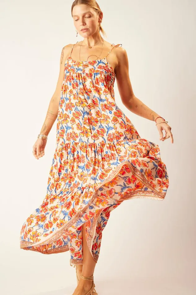 Dresses Shop Natalie Martin MELANIE DRESS Silk Watercolor Clementine