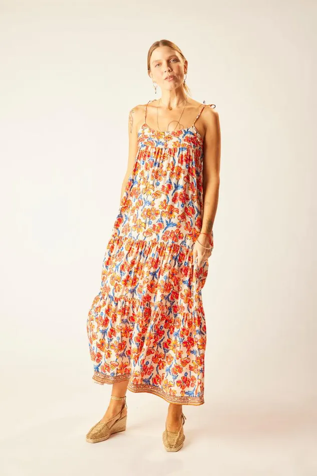 Dresses Shop Natalie Martin MELANIE DRESS Silk Watercolor Clementine