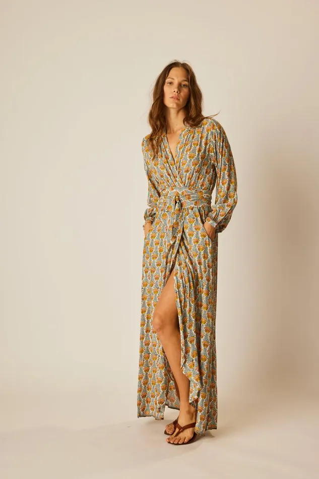 Dresses Shop Natalie Martin NICO LS MAXI WITH SASH Tulip French Blue