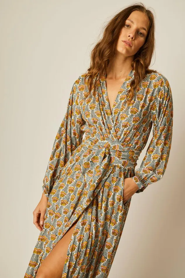 Dresses Shop Natalie Martin NICO LS MAXI WITH SASH Tulip French Blue