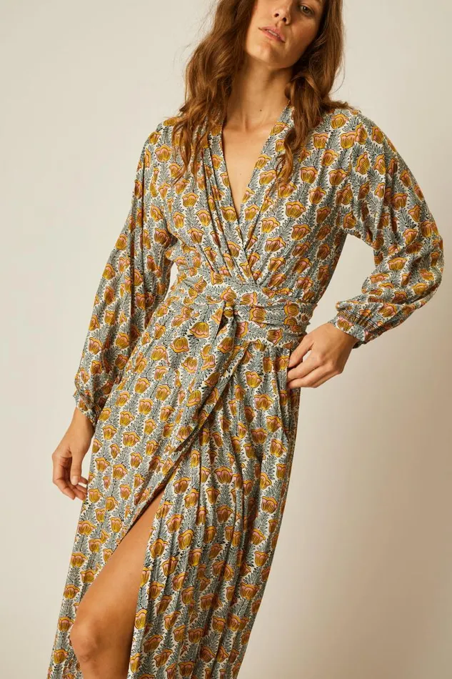 Dresses Shop Natalie Martin NICO LS MAXI WITH SASH Tulip French Blue