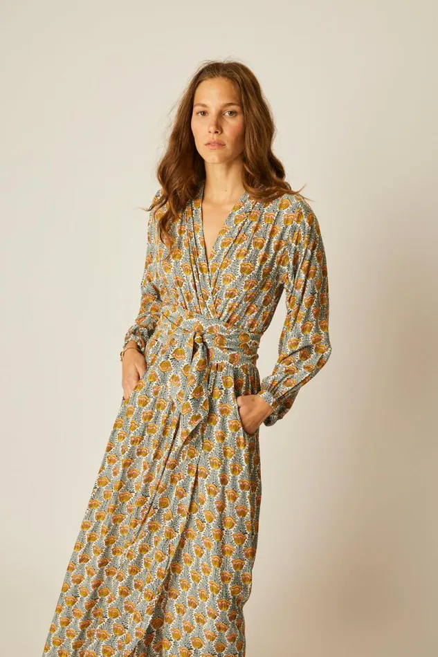 Dresses Shop Natalie Martin NICO LS MAXI WITH SASH Tulip French Blue