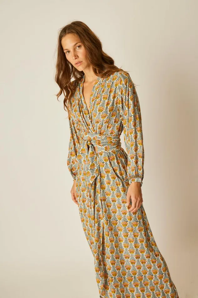 Dresses Shop Natalie Martin NICO LS MAXI WITH SASH Tulip French Blue