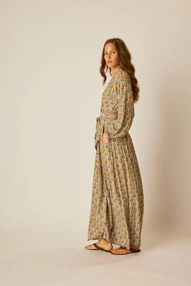 Dresses Shop Natalie Martin NICO LS MAXI WITH SASH Tulip French Blue