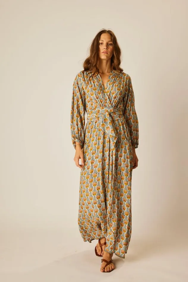 Dresses Shop Natalie Martin NICO LS MAXI WITH SASH Tulip French Blue