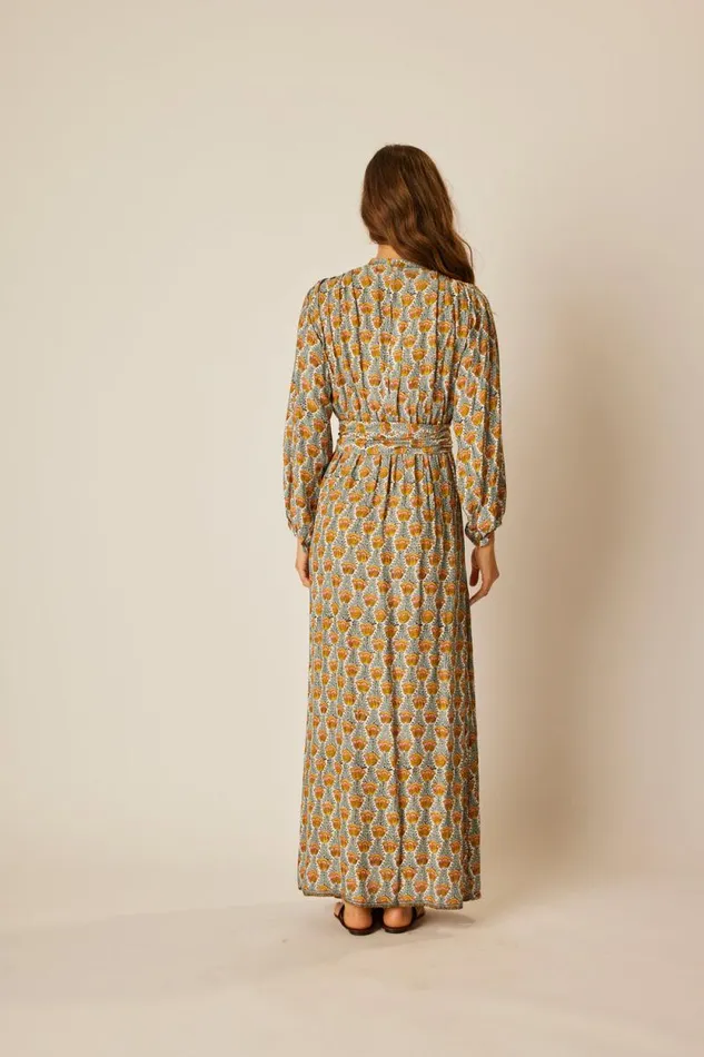 Dresses Shop Natalie Martin NICO LS MAXI WITH SASH Tulip French Blue