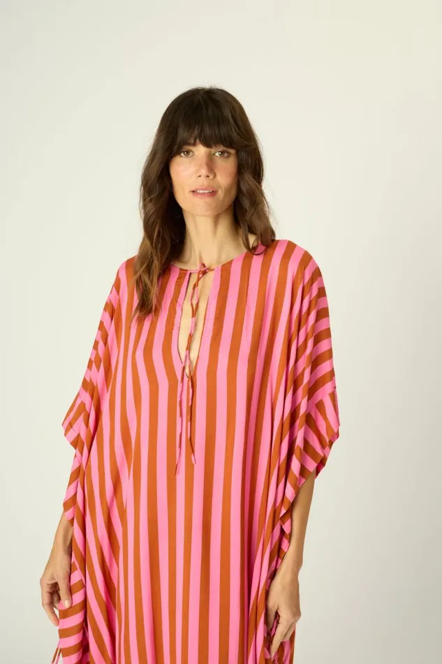 Dresses Shop Natalie Martin PAULINA CAFTAN Thick Stripe Bluecoffee