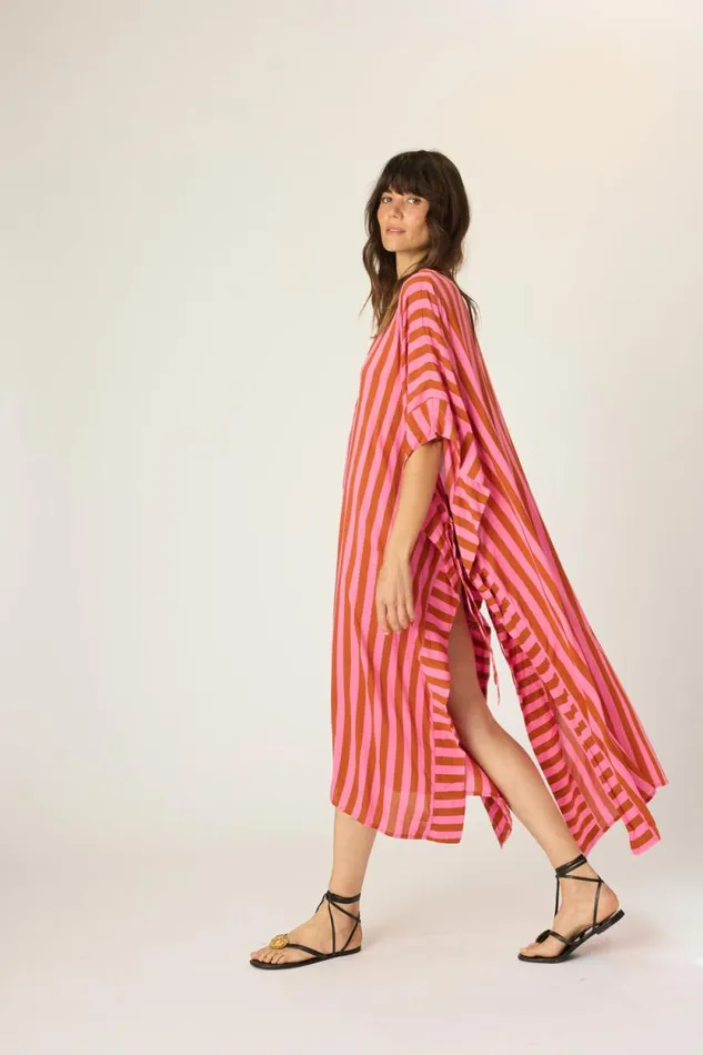 Dresses Shop Natalie Martin PAULINA CAFTAN Thick Stripe Bluecoffee