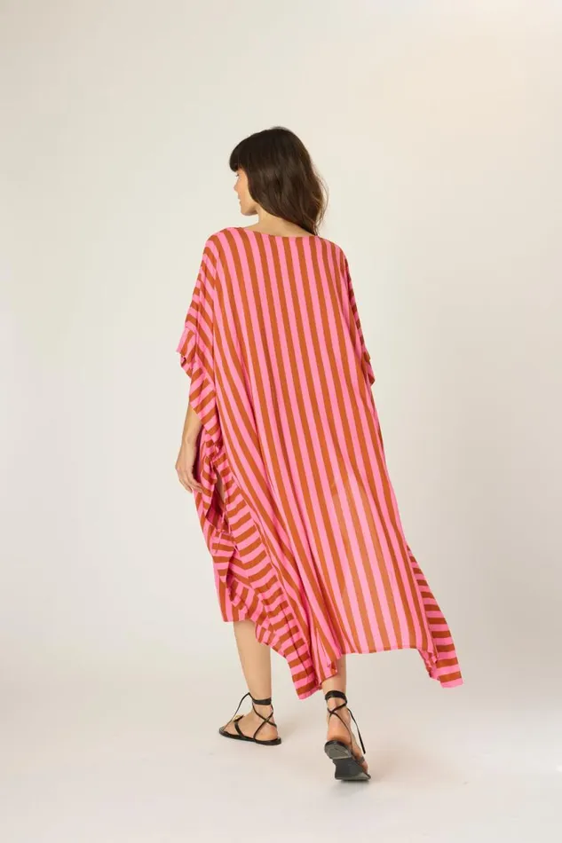 Dresses Shop Natalie Martin PAULINA CAFTAN Thick Stripe Bluecoffee