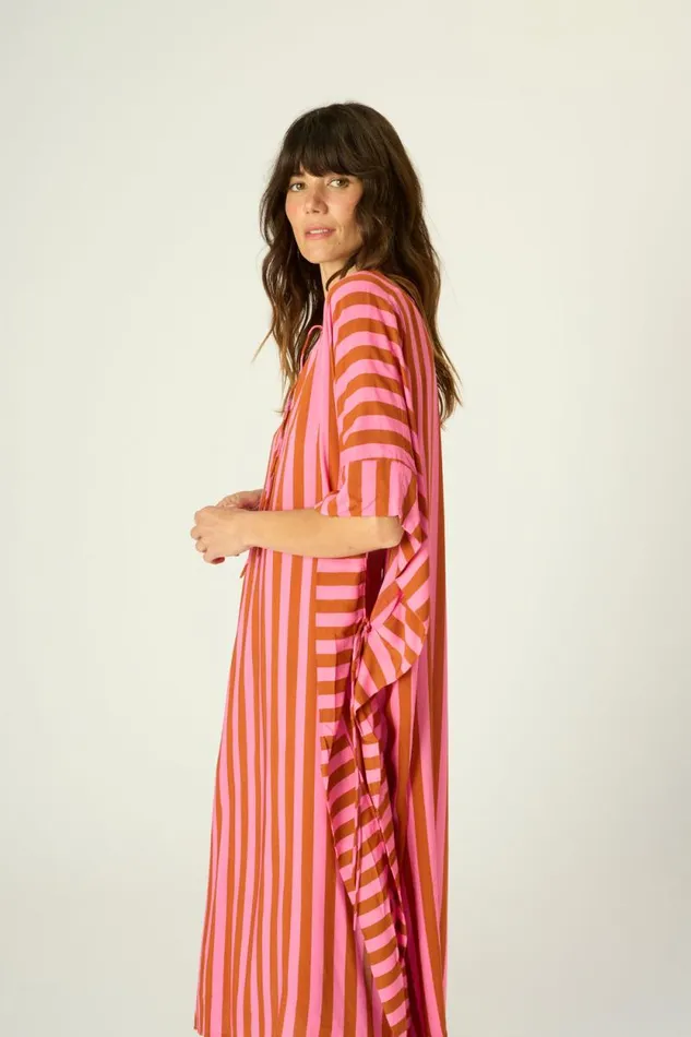 Dresses Shop Natalie Martin PAULINA CAFTAN Thick Stripe Bluecoffee