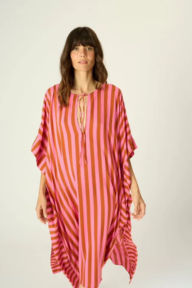 Dresses Shop Natalie Martin PAULINA CAFTAN Thick Stripe Bluecoffee