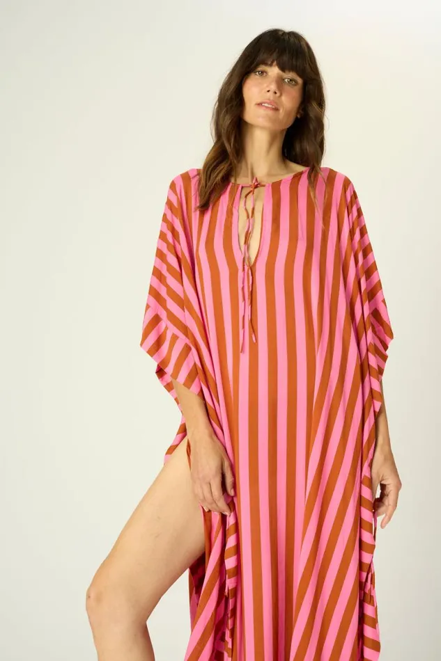 Dresses Shop Natalie Martin PAULINA CAFTAN Thick Stripe Bluecoffee