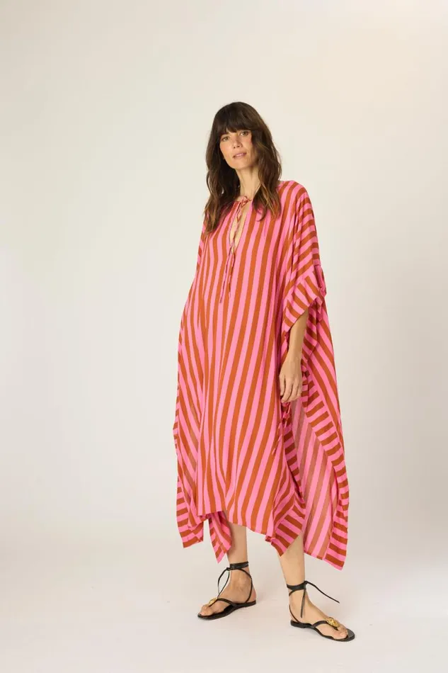 Dresses Shop Natalie Martin PAULINA CAFTAN Thick Stripe Bluecoffee