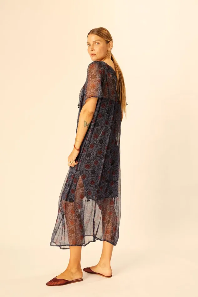 Dresses Shop Natalie Martin SIENNA DRESS Snowflake Steel Blue