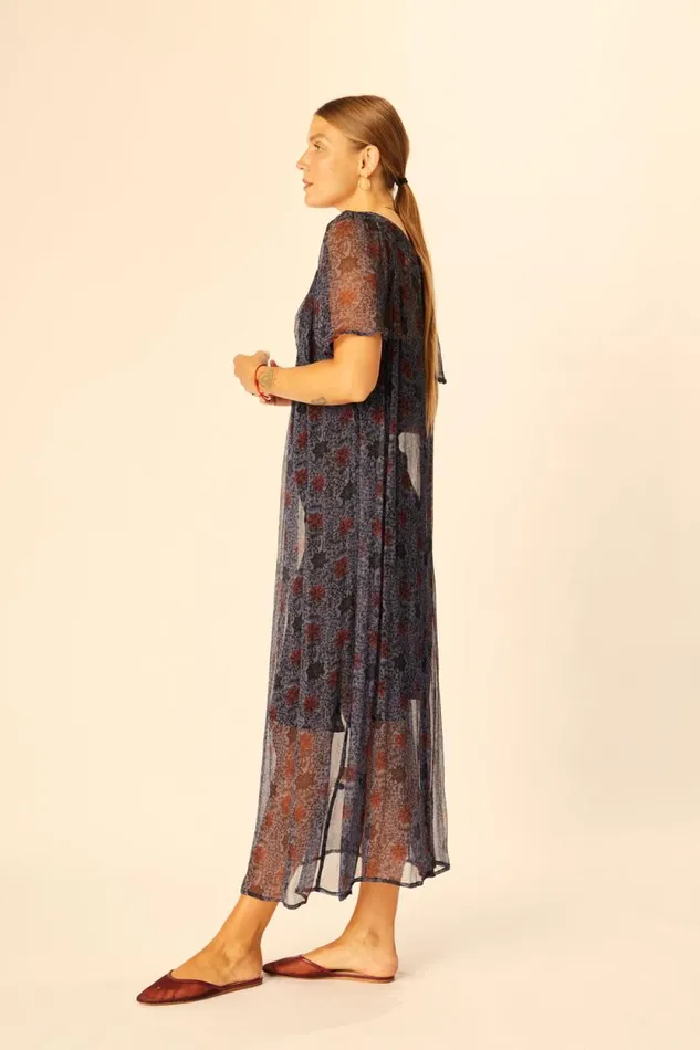 Dresses Shop Natalie Martin SIENNA DRESS Snowflake Steel Blue