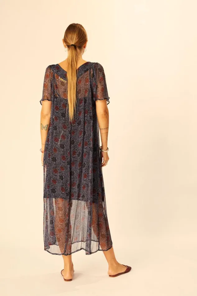 Dresses Shop Natalie Martin SIENNA DRESS Snowflake Steel Blue