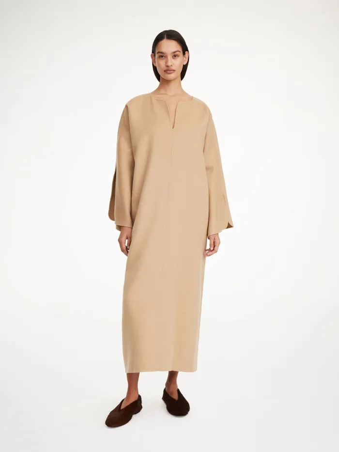 Dresses Women By Malene Birger Cais Wool Dress Dark Sand