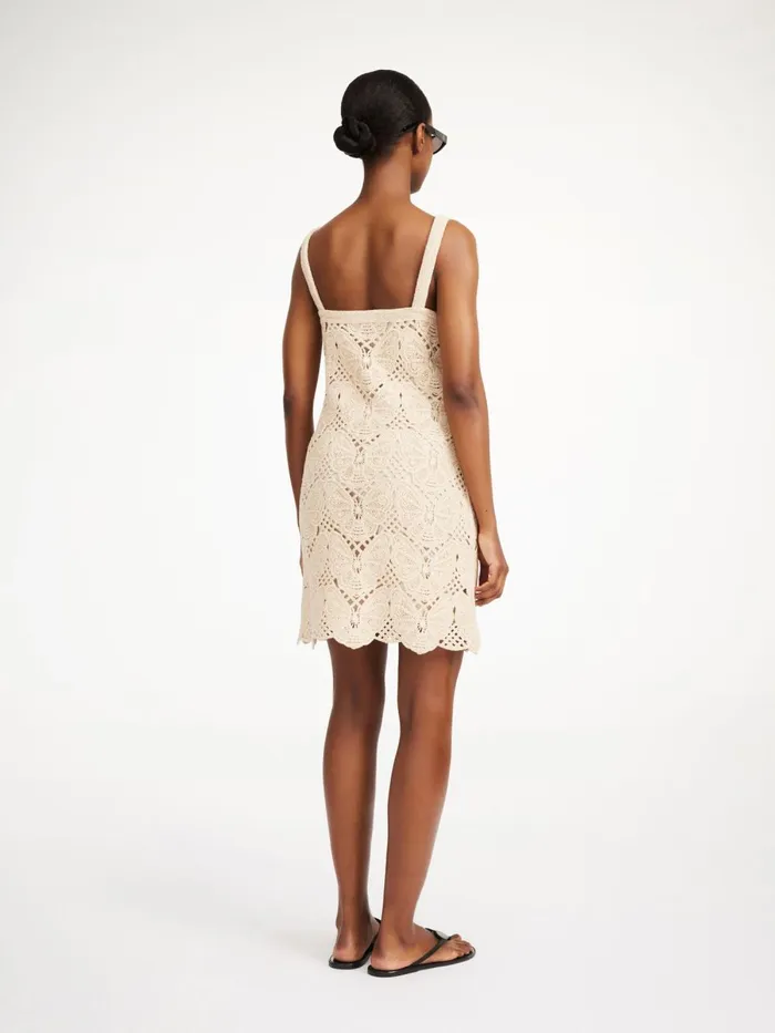 Dresses Women By Malene Birger Falla Crochet Mini Dress Oyster Gray
