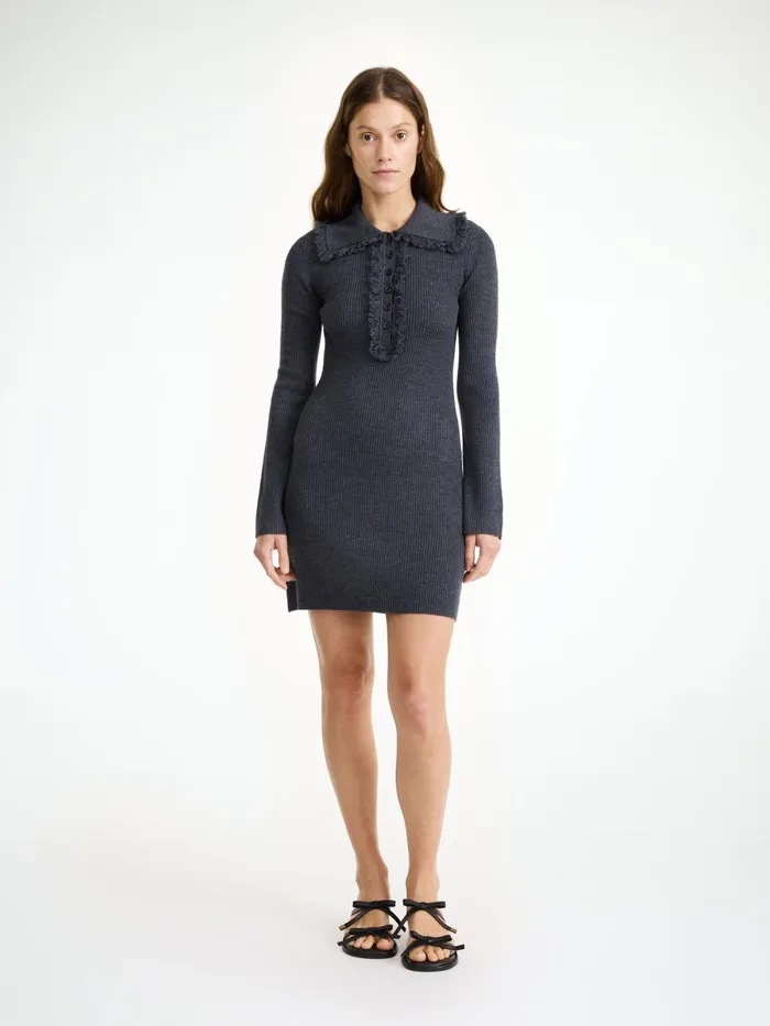 Dresses Women By Malene Birger Tonai Merino Wool Dress Jet Grey